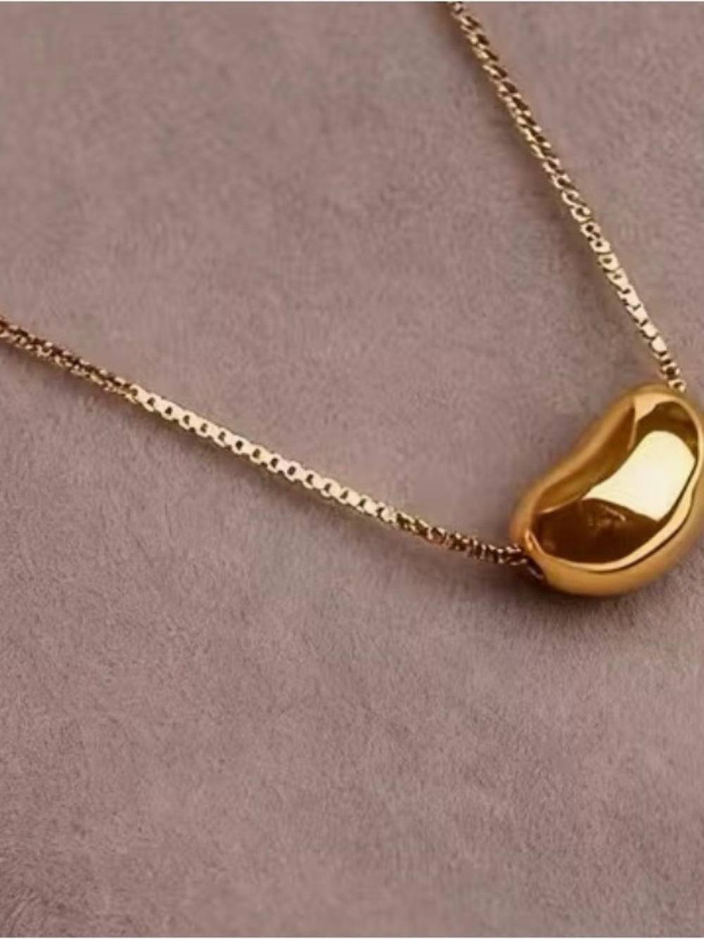 Minimal Gold Bean Pendant Necklace - Women's Elegant Jewelry